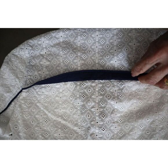 Free People Women Sz S White/Navy Trim Embroidered Eyelet Full Zip Track Jacket - Picture 6 of 9